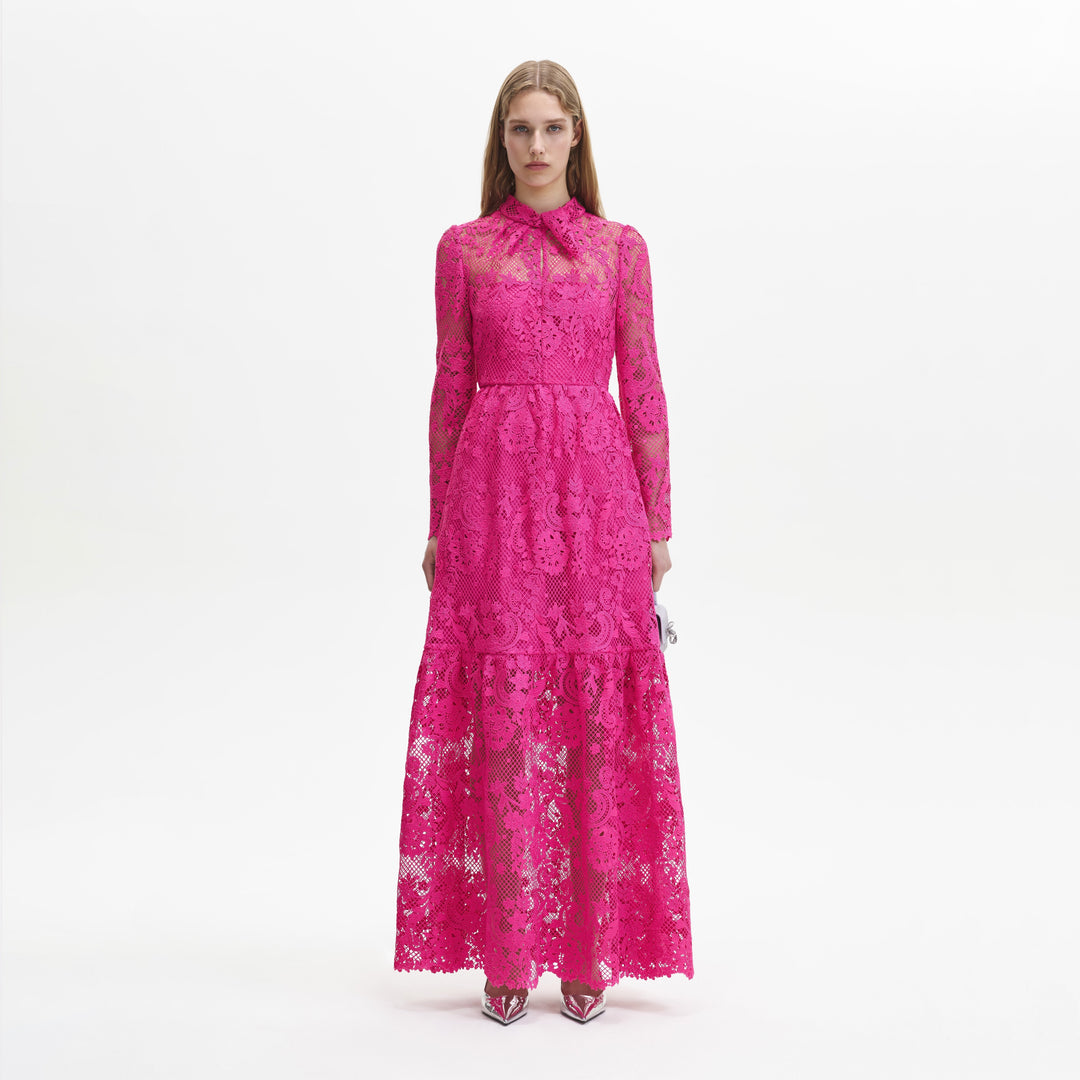 Pink Lace Maxi Dress – self-portrait