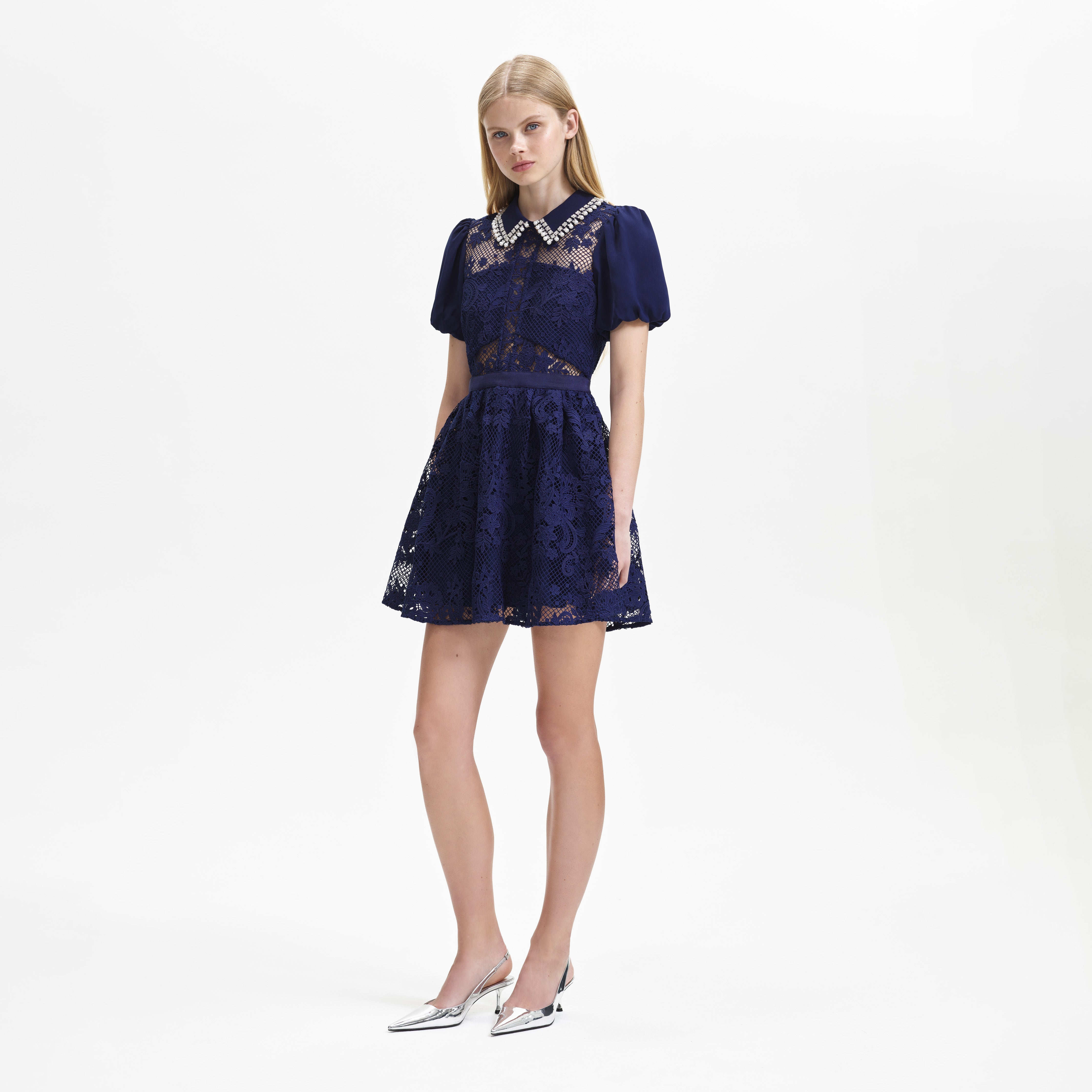 Self portrait blue outlet mini dress