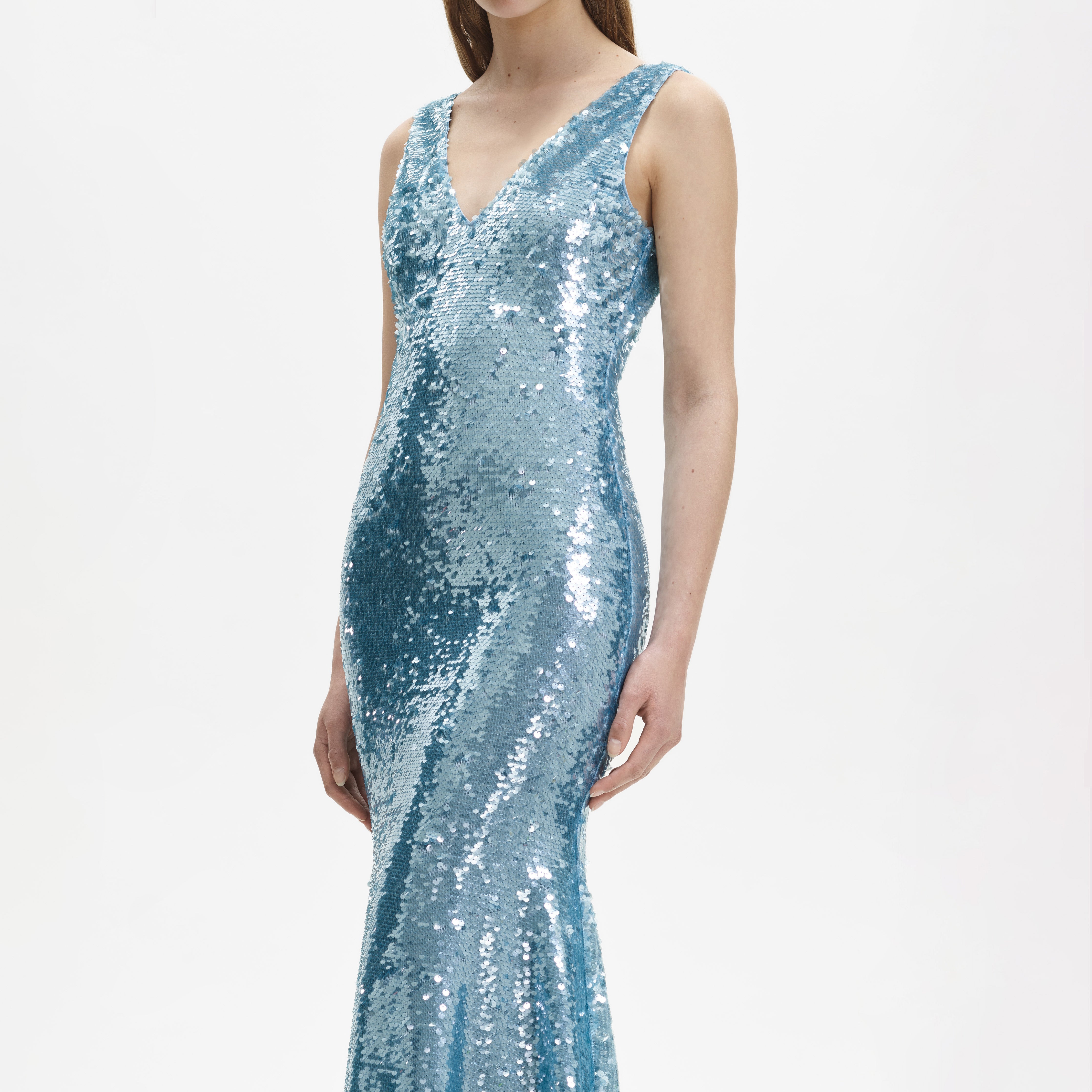 Royal blue sequin hotsell v neck maxi dress