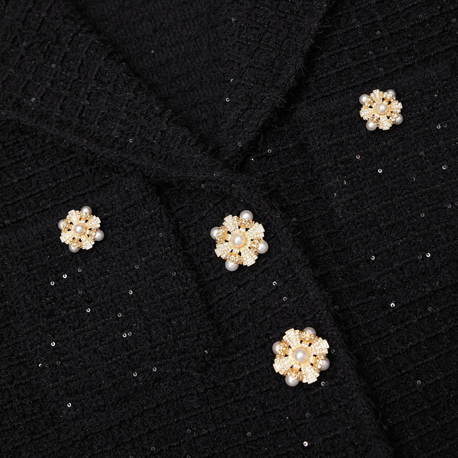 Black Sequin Textured Knit Jacket