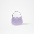 Purple Rhinestone Crescent Bow Micro Bag