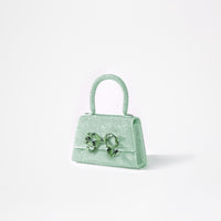 Green Rhinestone Micro Bow Bag