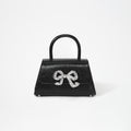 Black Python Diamante Bow Mini Bag