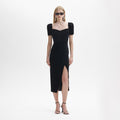 Black Velvet Iris Midi Dress