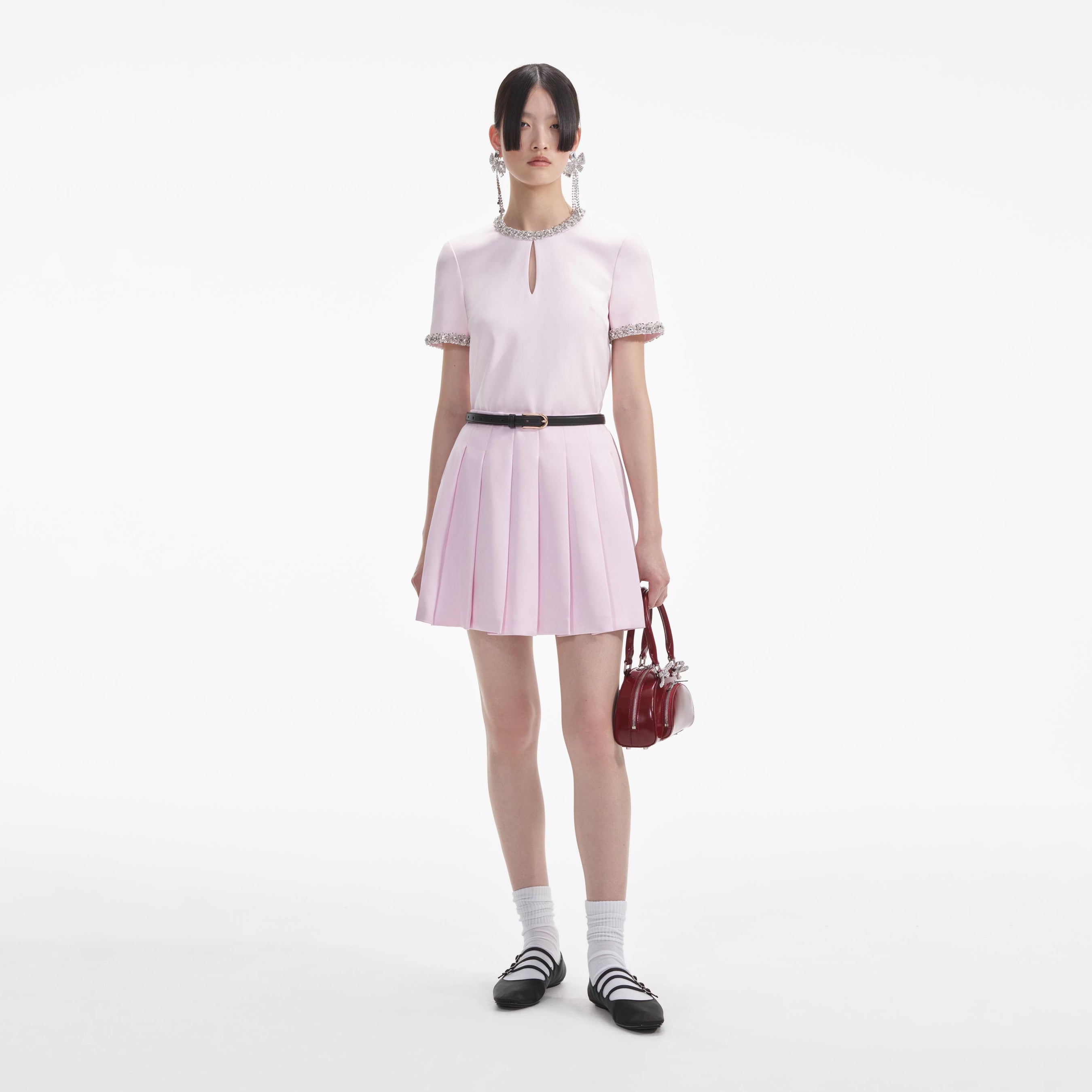 Pink Satin Mini Skirt