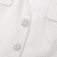 Cream Tinsel Boucle Buttoned Midi Dress