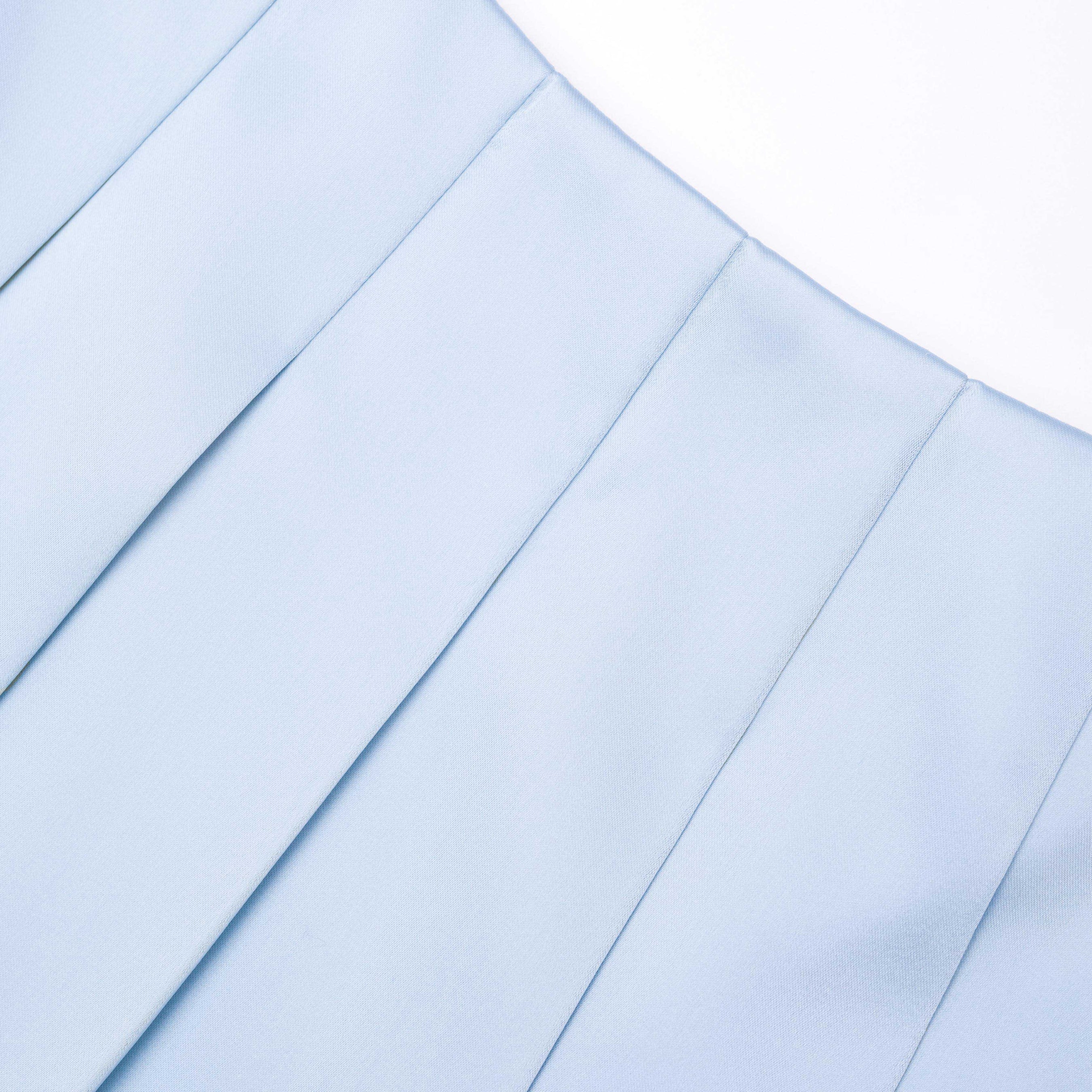 Blue Satin Midi Skirt