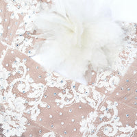 Cream Rhinestone Lace Maxi Dress