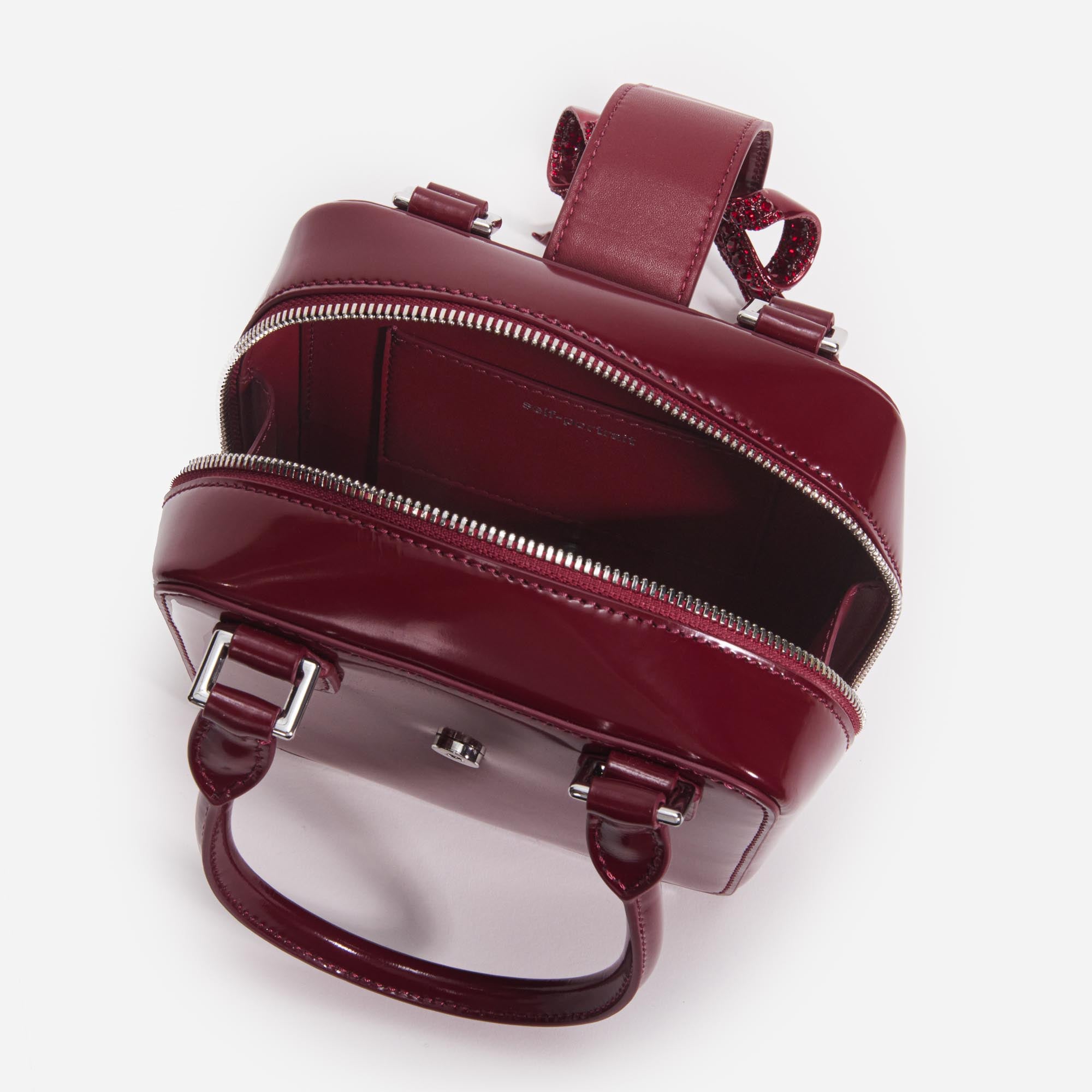 Burgundy Leather Square Mini Tote Bag