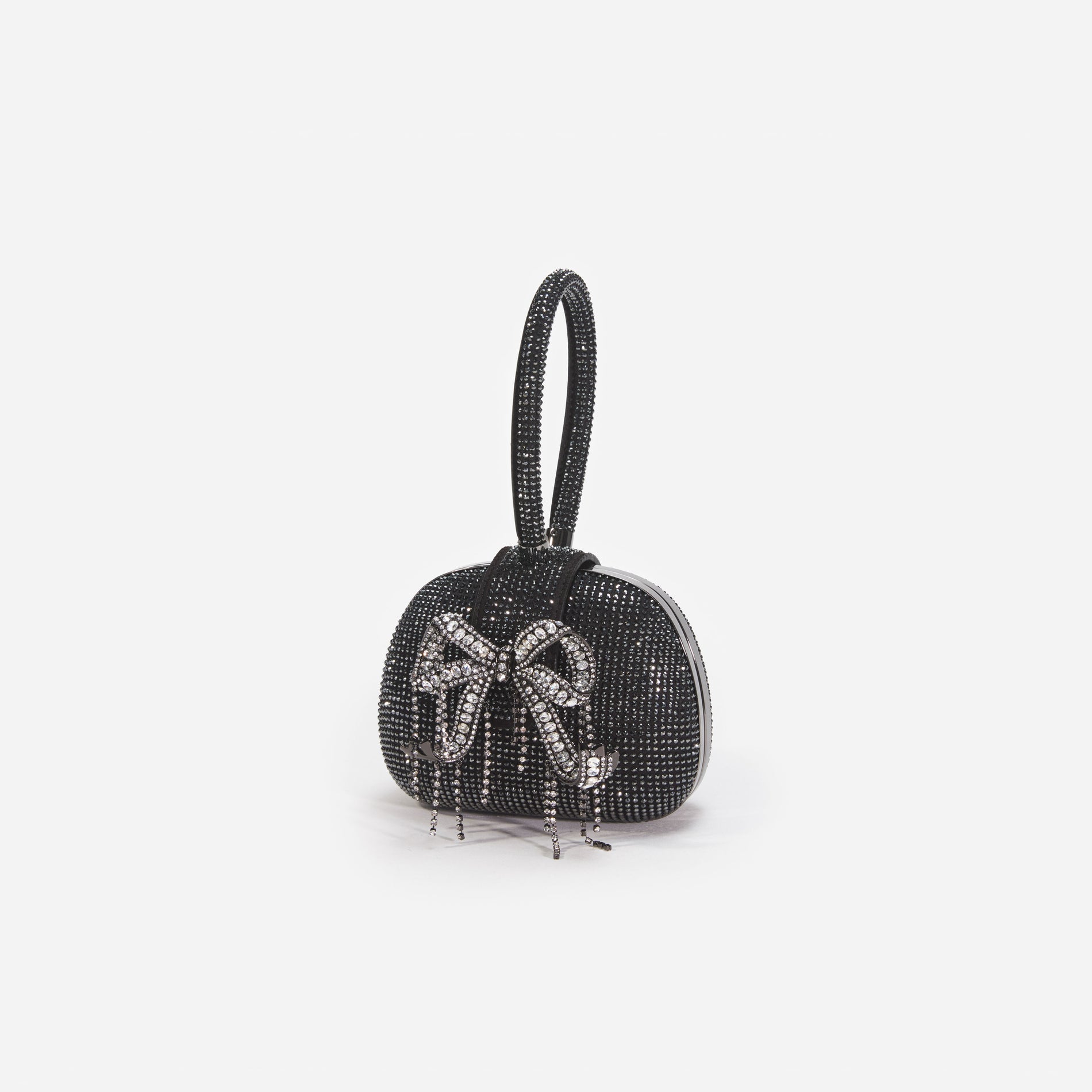 Black Rhinestone Top Handle Clutch Bag