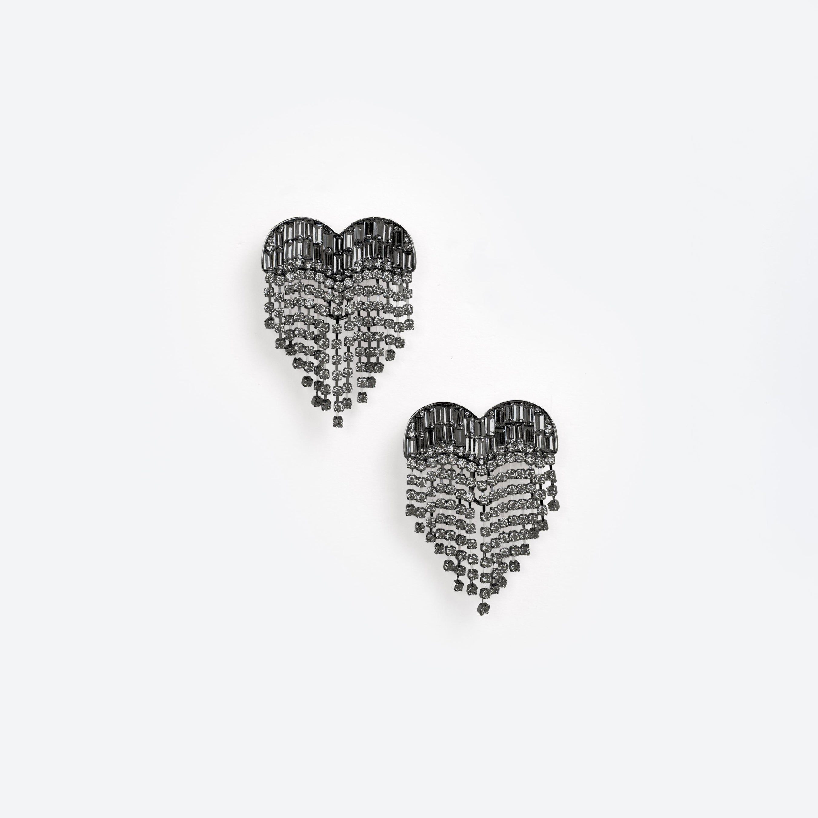 Smoke Crystal Heart Earrings