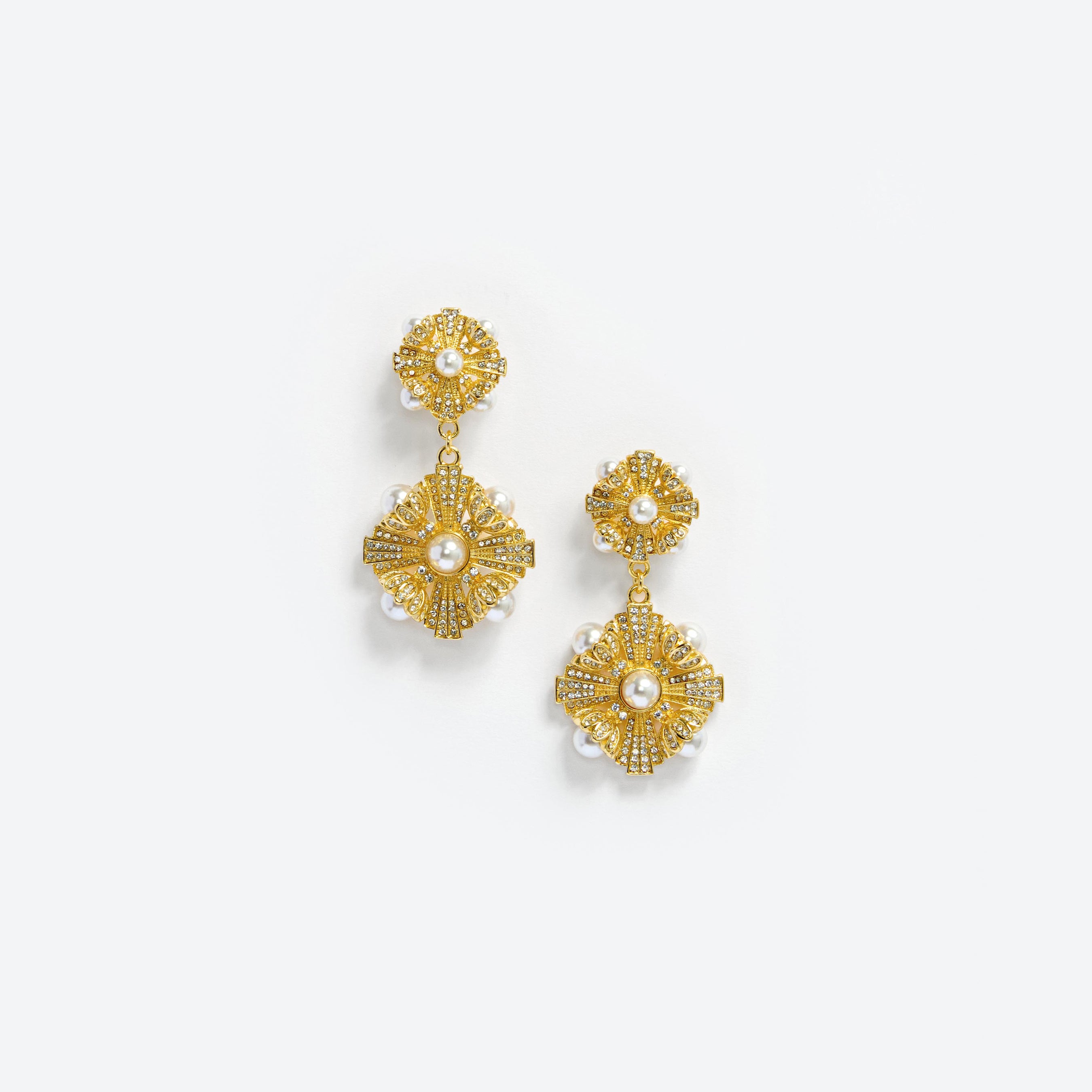 Gold Encrusted Tiered Earrings