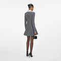 Grey Crochet Flower Collared Knit Mini Dress