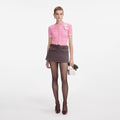 Pink Crochet Flower Knit Top