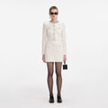 Cream Textured Knit Mini Skirt