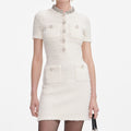Cream Textured Knit Mini Dress