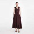 Brown Ribbed Knit Midi Dress