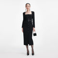 Black Tailored Crepe Midi Dress