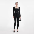 Black Crepe Tailored Top