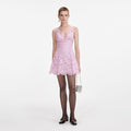 Pink Floral Lace Mini Dress