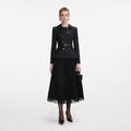 Black Wool Crepe Midi Dress