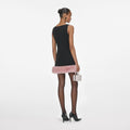 Black Crepe Fur Hem Mini Dress