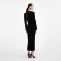 Black Velvet Embellished Midi Dress