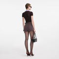 Brown Viscose Knit Short Sleeve Top