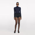Navy Viscose Knit Top