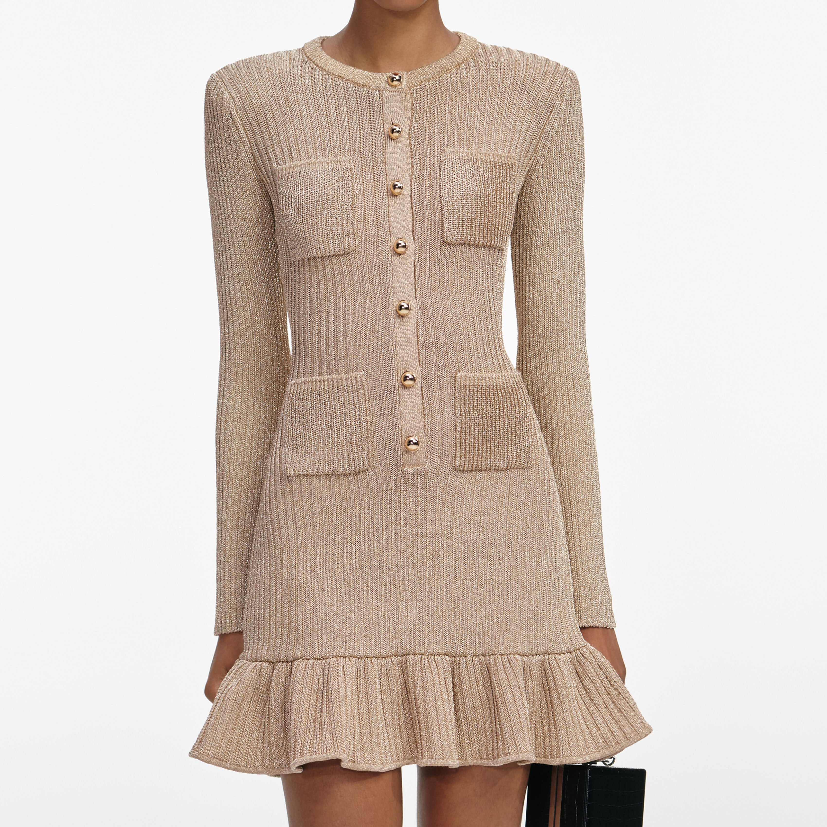 Gold Lurex Knit Mini Dress
