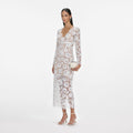 White Floral Lace Midi Dress