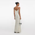 Cream Floral Sequin Maxi Dress