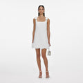 White Crepe 3D Flower Mini Dress