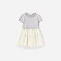Grey Knit Tulle Dress