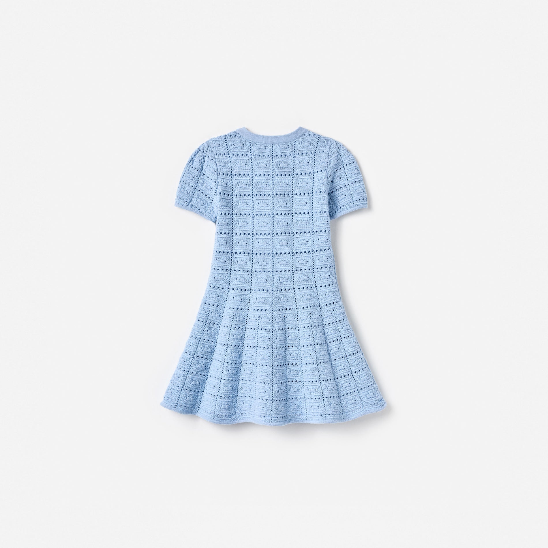 Blue Pointelle Knit Dress