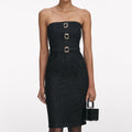 Black Denim Bandeau Midi Dress