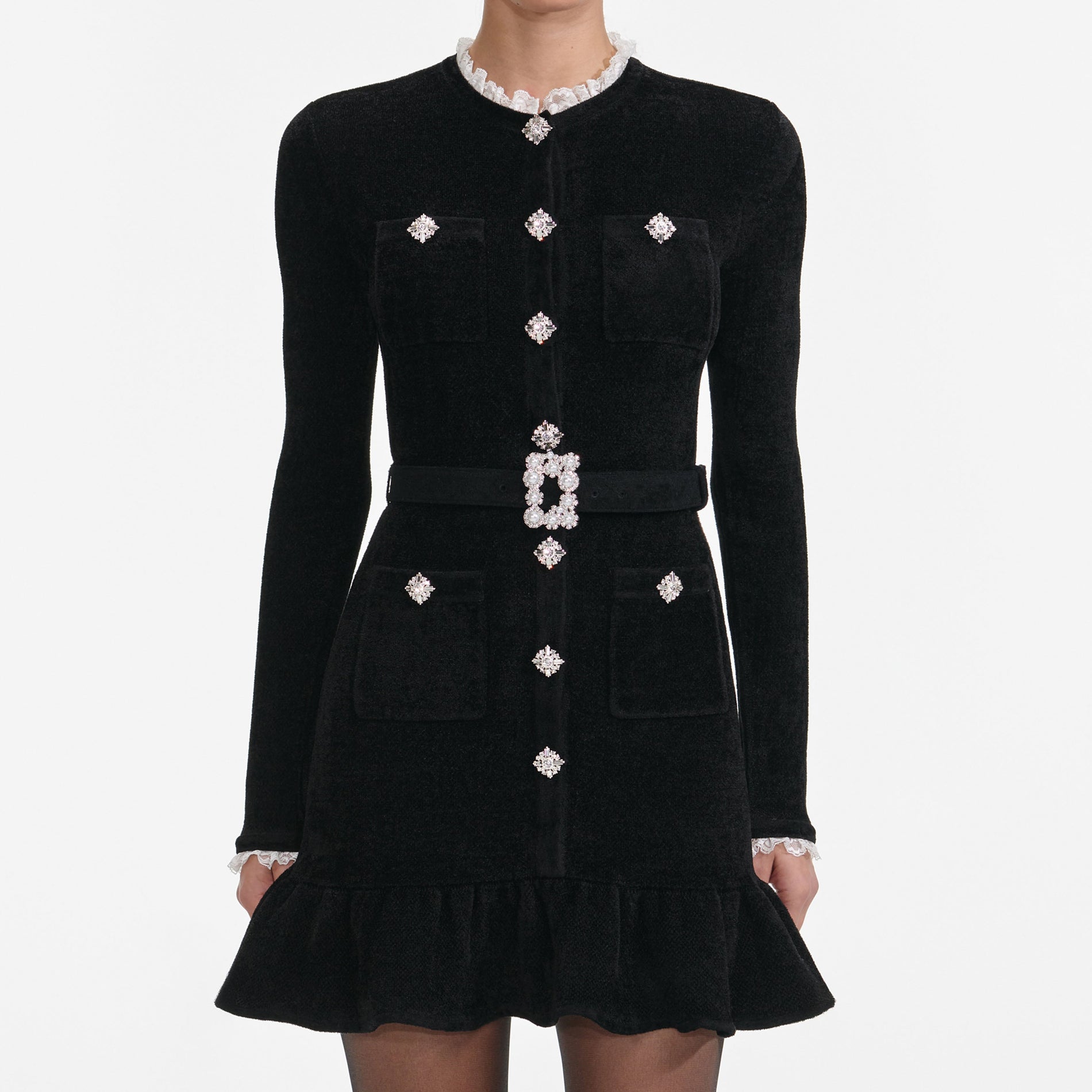 Black Chenille Knit Mini Dress