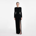 Black Velvet Embellished Maxi Dress