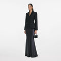 Black Tailored Boucle Maxi Dress