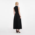 Black Ribbed Knit Midi Dress