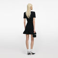 Black Floral Textured Knit Mini Dress