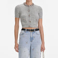 Grey Embellished Trim Knit Top