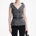 Grey Wool Tailored Top