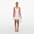 Pink Taffeta Feather Mini Dress