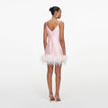 Pink Taffeta Feather Mini Dress