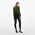Olive Jersey Gathered Top