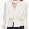 Cream Tie Neck Jersey Top