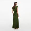 Olive Jersey Gathered Maxi Dress