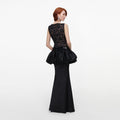 Black Lace Bubble Peplum Maxi Dress