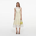 Yellow Taffeta Lace Midi Dress